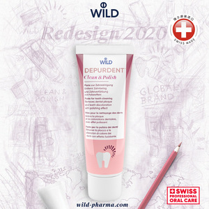 瑞士Dr.Wild DEPURDENT牙齿美白抛光牙膏深度去渍去斑草莓薄荷味