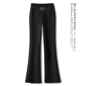 JOLIMENT黑色微喇西裤女春秋侧拉链设计感休闲裤高腰修身喇叭裤子