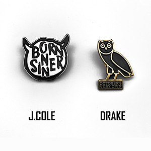 Drake Jcole ovo专辑金属徽章说唱胸针公鸭周边嘻哈饰品林氏兄弟