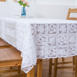 桌布蕾丝茶几长方形白色镂空台布布艺正方棉麻外贸欧式电视柜鞋柜