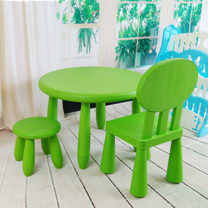 塑料双层加厚儿童学习桌椅儿童桌子幼儿圆桌椅宝宝  圆桌无花单桌