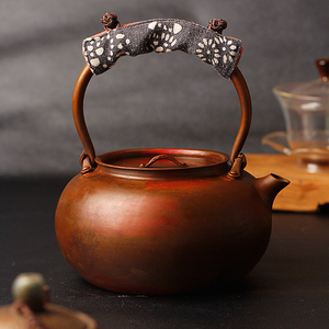 裕隆全纯手工一张打斑铜纯紫铜壶烧水煮茶壶加厚茶具复古高端茶器
