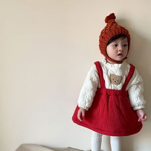 女童套装ins童装棉服冬装加棉加厚小熊红色年服宝宝婴儿儿童衣服