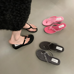 坡跟人字拖鞋女夏外穿新款韩版高级感法式仙女风厚底沙滩夹趾凉拖