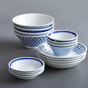 日式家用陶瓷碗碟盘子套装深盘菜盘米饭碗汤碗高脚斗笠拉面碗餐具