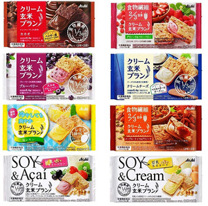 日本进口零食 ASAHI朝日玄米夹心饼干麦麸粗粮水果味饱腹低卡代餐