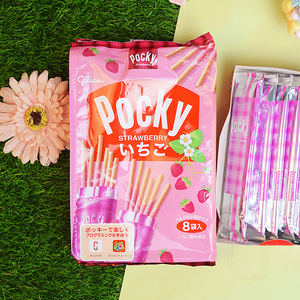 日本进口零食百力滋袋装glico格力高百奇pocky草莓巧克力酱饼干棒