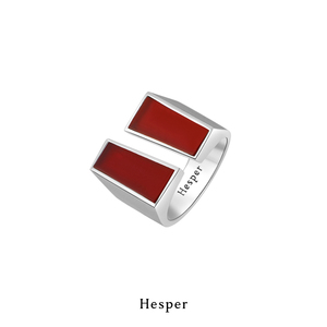 HESPER维纳斯系列断裂拼接天然玛瑙925纯银戒指开口 设计师品牌
