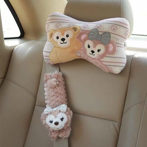 可爱卡通情侣小熊兔子汽车座椅头枕护颈枕护肩靠枕腰靠车饰用品