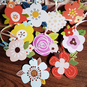 花朵祝福小卡片留言卡幼儿园学生节目活动许愿卡片吊卡装饰挂饰