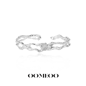 OOMEOO纯银手镯可调节小众设计甜酷肌理感高级手环冷淡风气质银镯