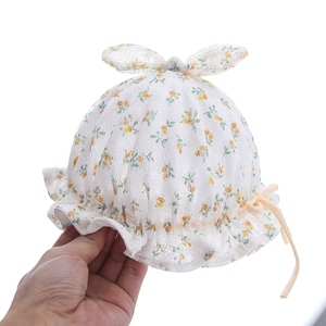 婴儿帽子夏季薄款女宝宝公主洋气遮阳帽可调节春秋天新生儿渔夫帽