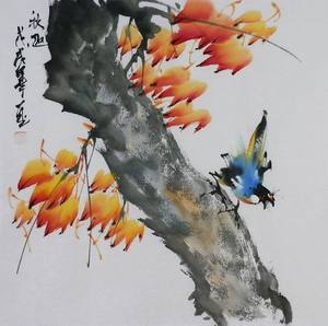 国画花鸟石榴南瓜桃子荔枝纯手绘家居字画装饰画周绍峰三尺斗方GG