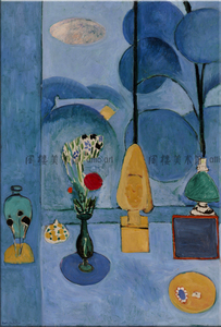 Henri Matisse 马蒂斯 蓝色窗口 装饰画无框画客厅书房卧室酒吧