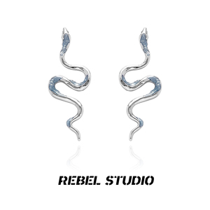 rebel studio原创海蓝滴油蛇形耳环女高级感新款时尚冷淡风耳饰品