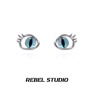 rebel studio原创设计猫瞳耳钉女简约独特小众设计感925银针耳饰