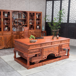 中式仿古实木书桌古典家具办公桌大班台格木主管桌明清复古风