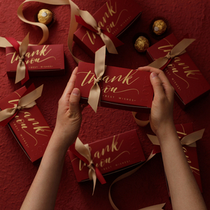 原创烫金酒红色喜糖盒简约婚礼大容量欧式礼物盒浪漫结婚糖盒