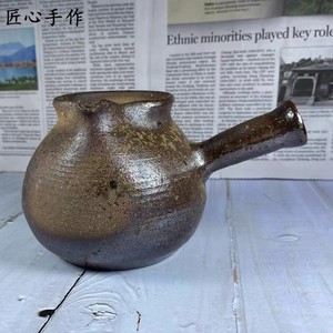 云南柴烧粗陶手工斜把烤茶罐围炉烤茶网红烤奶茶侧把公道杯分茶器