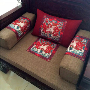 中式红木沙发垫子套棉麻椅垫防滑坐垫海绵棕垫罗汉床垫中国风靠包