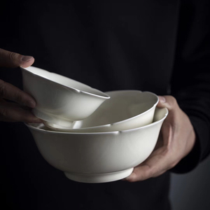 山水一间米饭碗面碗汤碗水果盘沙拉碗景德镇瓷家用米色可放洗碗机