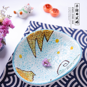 日式陶瓷餐具出口重工手绘小菜碗酒店前菜碟复古日料刺身碗小菜盘