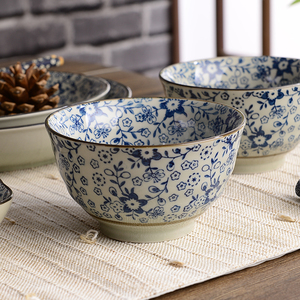 米饭碗陶瓷家用中式釉下青花瓷饭碗粥碗大肚碗高脚碗个人专用餐具