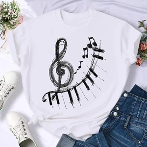 Music Note T shirt 时尚音乐音符T恤短袖男女情侣上衣演唱会衣服