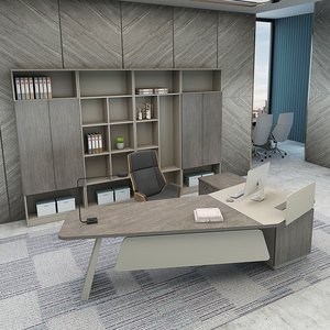 老板办公桌总裁经理时尚创意老板桌椅组合全套书柜办公室简约现代