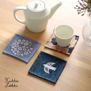 日本bisque方形咖啡杯垫子海鸥花朵小清新陶瓷器花瓶北欧风zakka