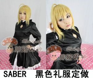 Oly-FATE STAY NIGHT阿尔托利亚saber黑色小礼服COSPLAY服装定做