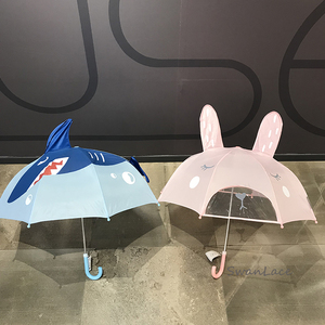 包邮 韩国同步SwanLace心选立体卡通鲨鱼儿童兔子透明晴雨伞