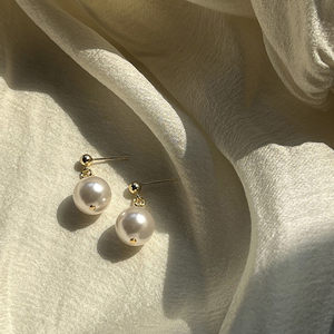 HEYJILL自制 一颗大珍珠极简日常小灯泡施家进口珍珠耳环12mm
