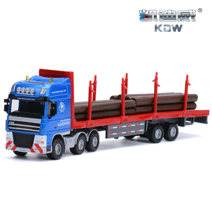 凯迪威合金工程车模型1:50木材运输车平板拖挂车卡车金属儿童玩具