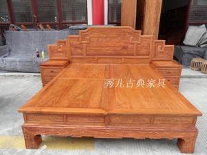 实木床 红木古典1.8米大床 非洲黄花梨步步高大床 厂家直销
