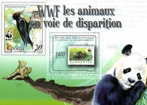 中非2011年 珍稀濒危动物 大熊猫 猎豹 WWF 票中票邮票 M 全新