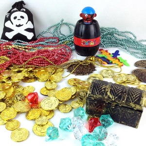 加勒比海盗道具刀枪珠宝金币装饰海盗玩具配件套装儿童海盗宝藏