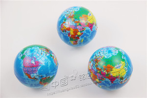 10CM地球仪玩具球PU全印发泡海绵球实心球小皮球弹力球教学球