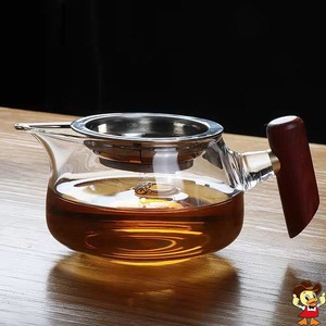 高硼硅玻璃茶海公道杯矮木雀梅花公杯侧木把到茶杯分茶器鹰嘴公杯
