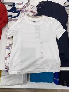 Tommy Hilfiger/汤米 男童装夏纯棉透气刺绣小标纯色短袖T恤