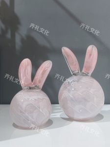 淄博博山纯手工琉璃可爱兔子摆件创意礼品客厅书房玄关酒柜礼物