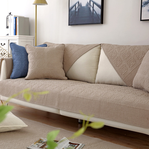 纯棉布艺沙发垫四季通用组合沙发套纯色坐垫现代简约防滑沙发巾罩