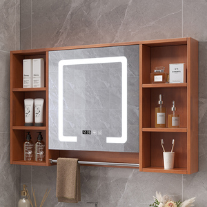 实木浴室镜柜单独挂墙式镜子带置物架卫生间橡木储物收纳卫浴镜柜
