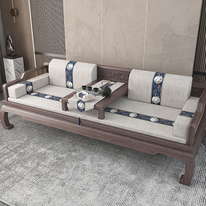 新中式实木沙发垫罗汉床垫子五件套红木沙发坐垫椰棕座垫四季通用