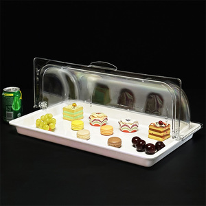 面包蛋糕点心水果托盘带盖食品展示试吃盘透明保鲜盖食物罩密胺