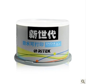 铼德RITEK光盘 DVD-R 16X 4.7G新世代防水可打印桶装50片刻录盘