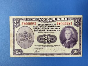 荷兰（荷属东印度） 纸币 1943版 2.5盾 威廉明娜女王 品如图