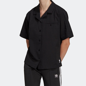Adidas阿迪达斯三叶草夏季新款女时尚休闲运动短袖翻领衬衫HC2055