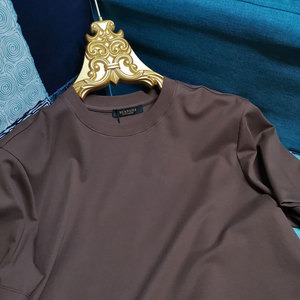 新品 高端系列春季210g双面丝光棉短袖T恤男纯棉中年商务汗衫中厚