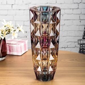 富贵竹百合琉璃色玻璃花瓶摆件客厅插花餐厅现代欧式简约水培花瓶